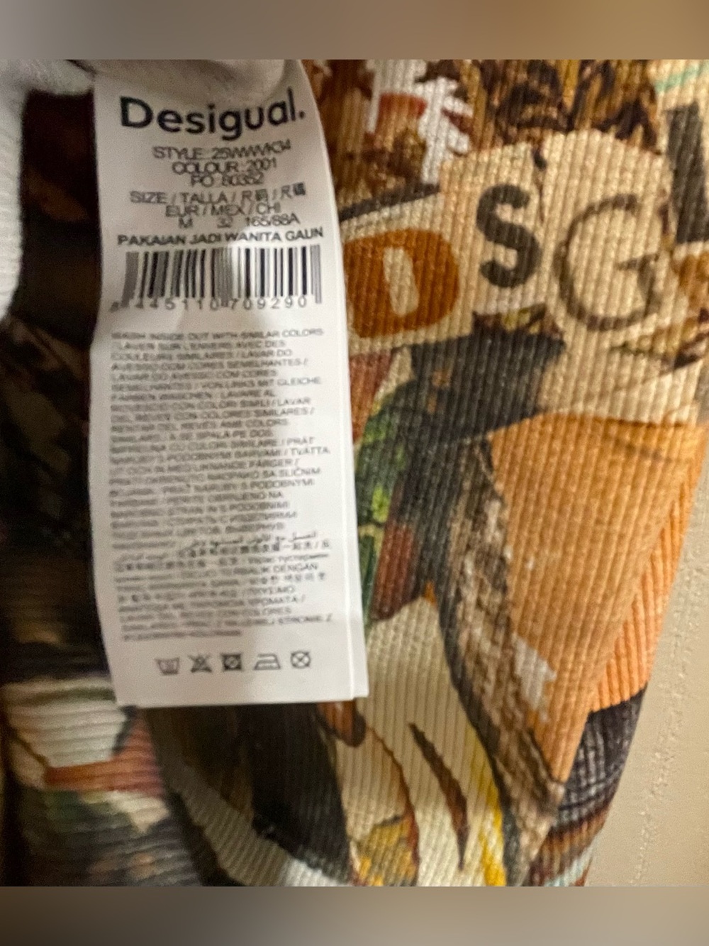 Desigual Cut Out Space Dress Women's Sz M - NEW! Long Sleeve Soft Beige Multi - Picture 10 of 10